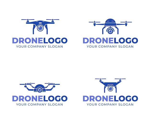 Platte drone logo-collectie