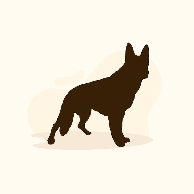 Gratis vector platte duitse herder silhouet