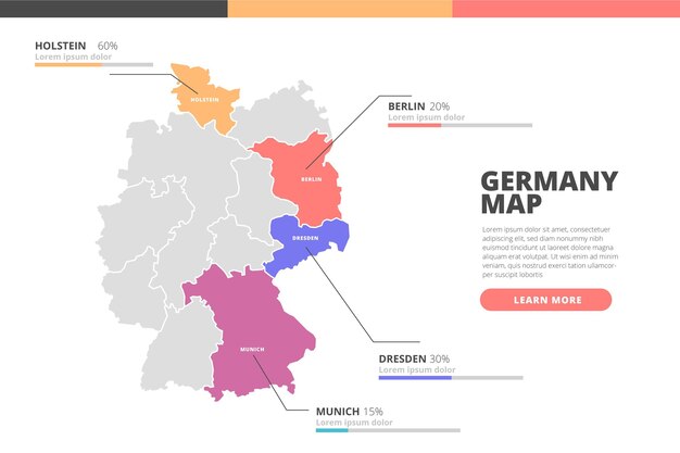 Platte Duitsland kaart infographic