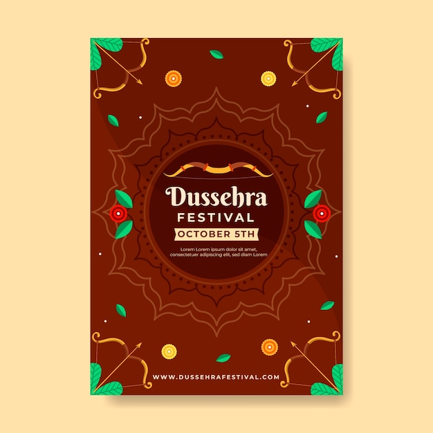 Platte dussehra verticale postersjabloon