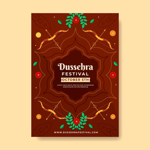 Gratis vector platte dussehra verticale postersjabloon