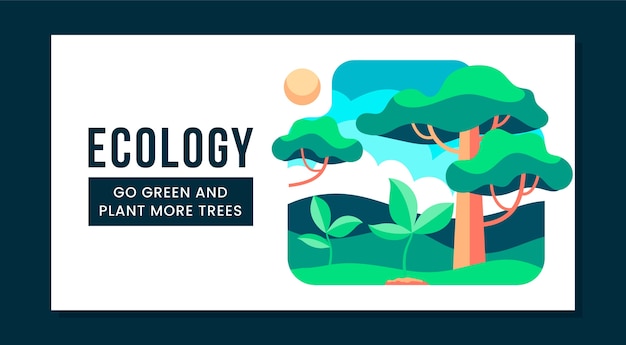 Gratis vector platte ecologie en milieubehoud social media postsjabloon