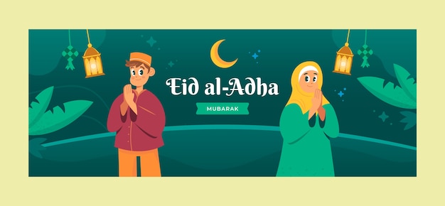 Platte eid al-adha sociale media voorbladsjabloon