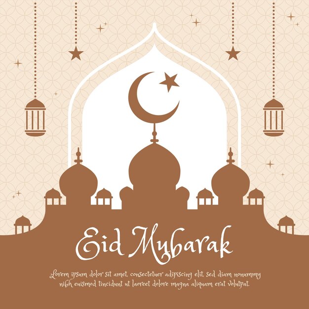 Platte eid al-fitr - eid mubarak illustratie