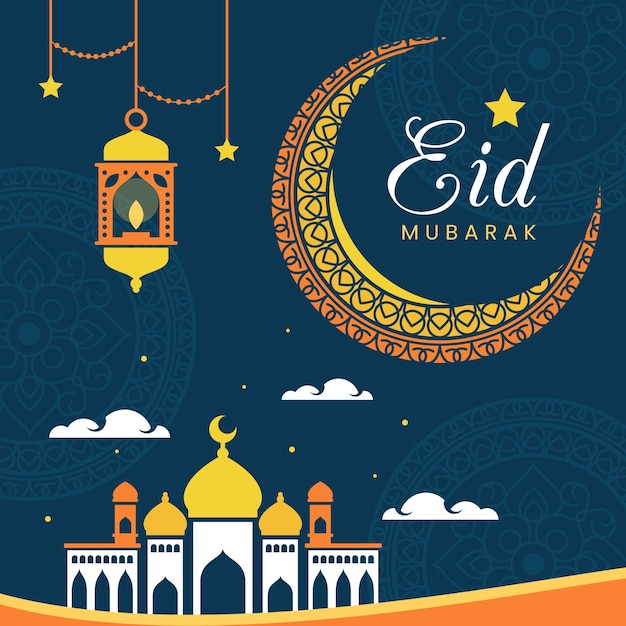 Gratis vector platte eid al-fitr - eid mubarak illustratie