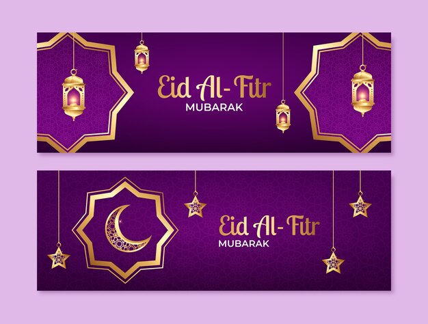Platte eid al-fitr horizontale banners pack