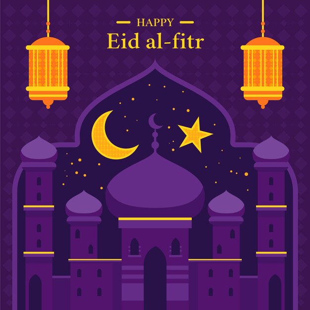 Platte eid al-fitr illustratie