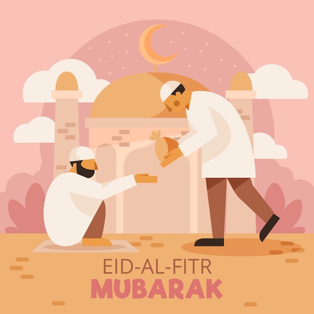 Gratis vector platte eid al-fitr illustratie