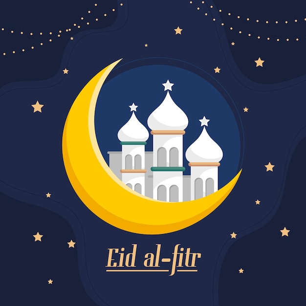 Platte eid al-fitr illustratie