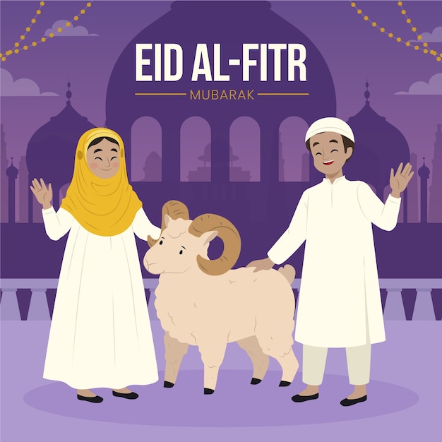 Platte eid al-fitr illustratie