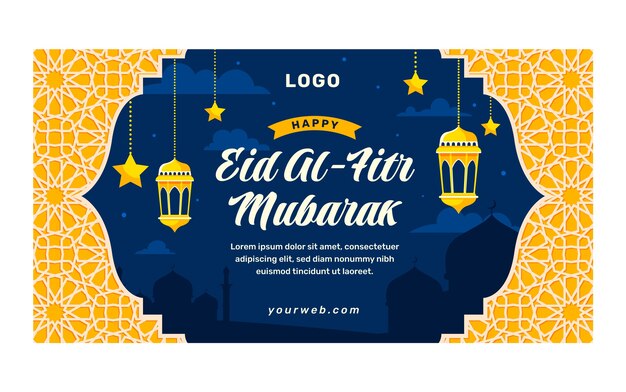 Platte eid al-fitr social media postsjabloon