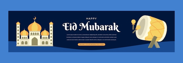 Gratis vector platte eid al-fitr twitch banner