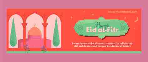 Gratis vector platte eid al-fitr twitter header