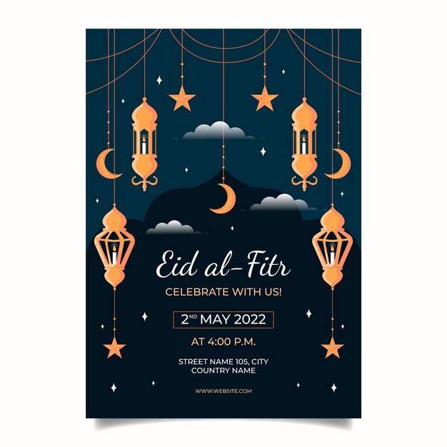 Platte eid al-fitr uitnodigingssjabloon