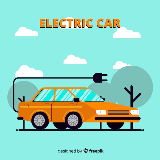 Gratis vector platte elektrische auto achtergrond