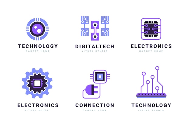 Gratis vector platte elektronica logo sjablonen