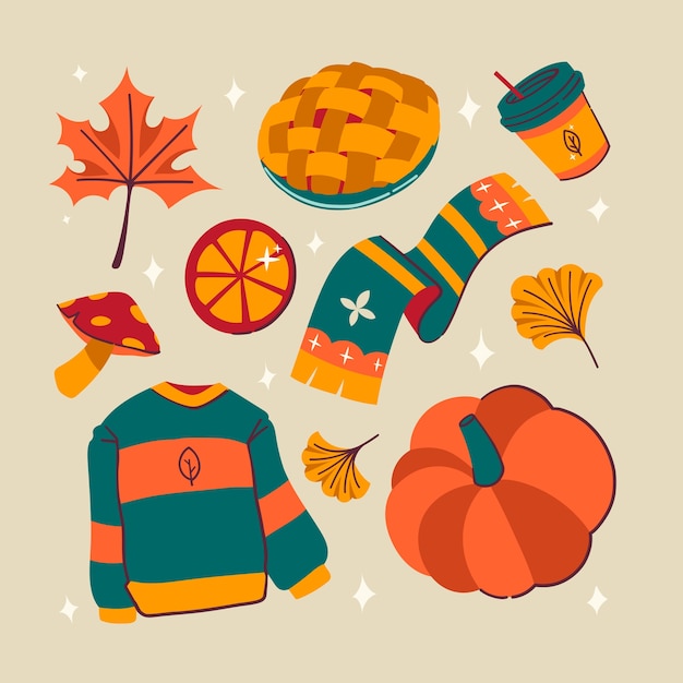 Gratis vector platte elementen collectie voor de herfst