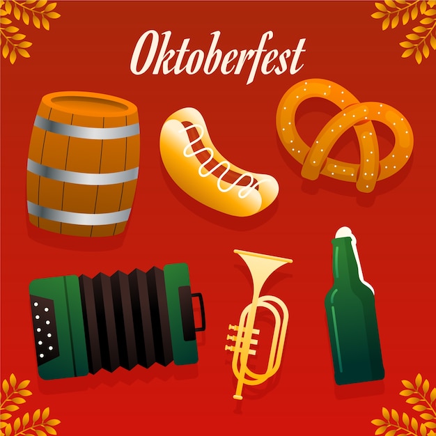 Gratis vector platte elementen collectie voor oktoberfest festival