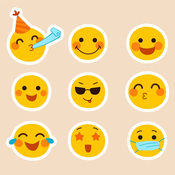 Gratis Vector platte emoji-stickerset