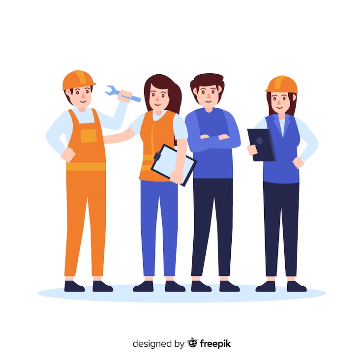 Gratis Vector platte engineering team achtergrond