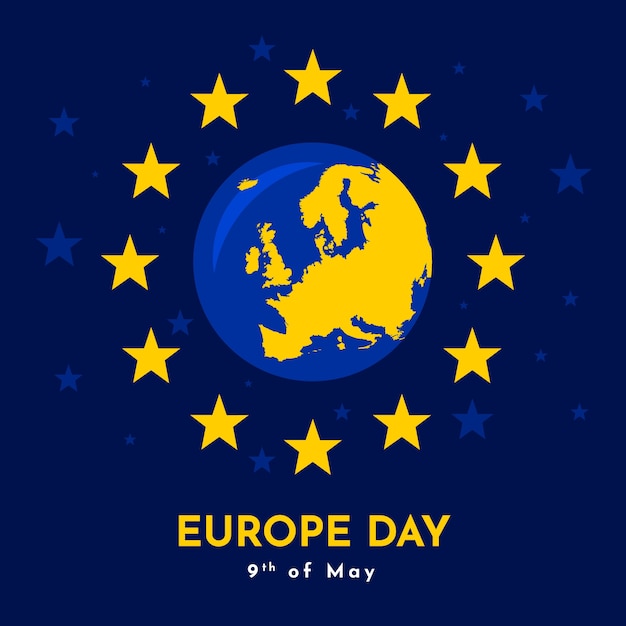 Gratis vector platte europa dag illustratie