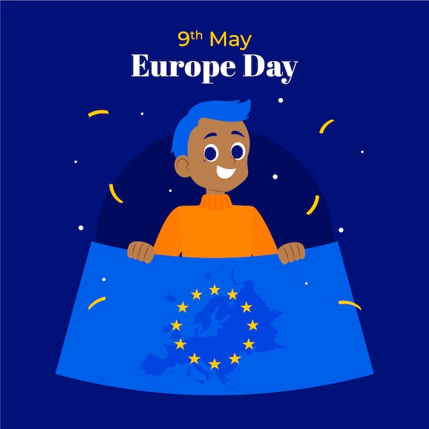 Gratis vector platte europa dag illustratie