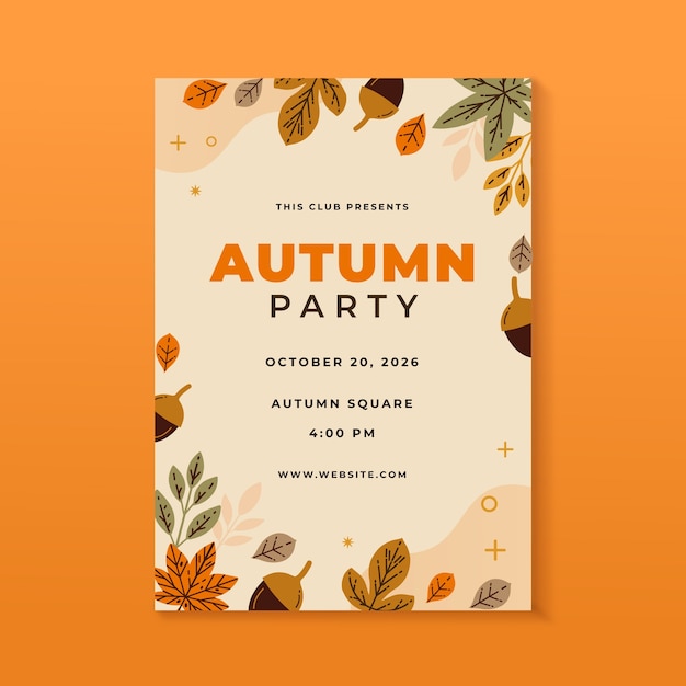 Gratis vector platte feestpostersjabloon voor herfstfeest