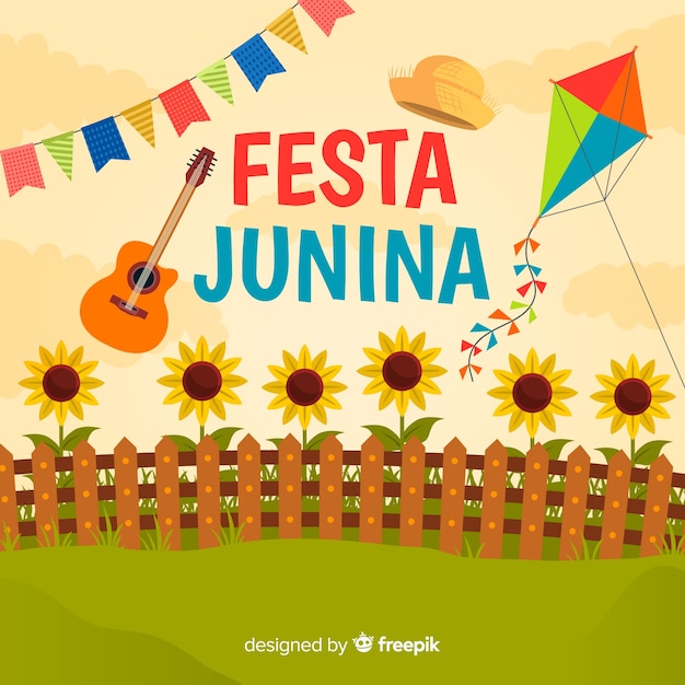 Platte festa junina achtergrond