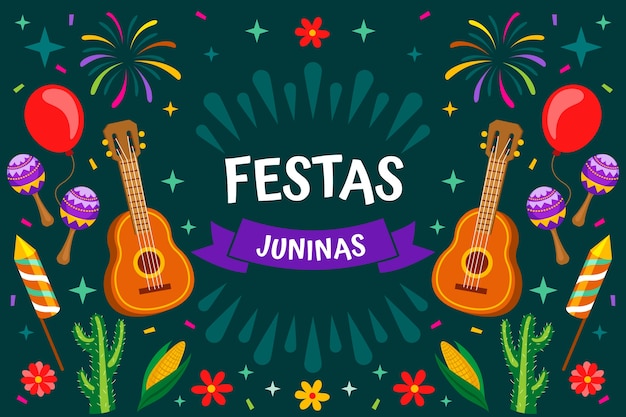 Gratis vector platte festas juninas achtergrond