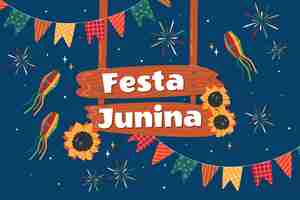 Gratis vector platte festas juninas achtergrond