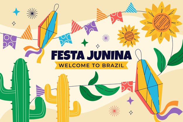 Gratis vector platte festas juninas achtergrond