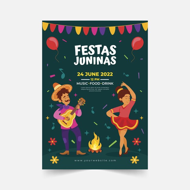 Platte festas juninas verticale postersjabloon