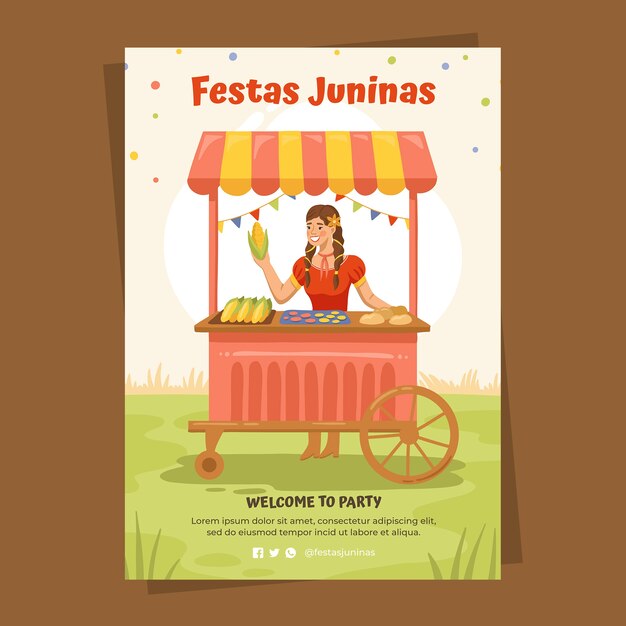 Platte festas juninas verticale postersjabloon