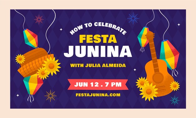 Gratis vector platte festas juninas webinar