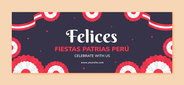 Platte fiestas patrias peru social media voorbladsjabloon