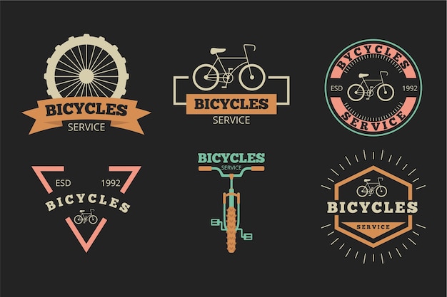 Gratis vector platte fiets logo collectie