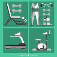 Gratis vector platte fitness elementen