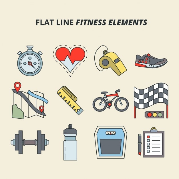 Platte fitness lijn elementen