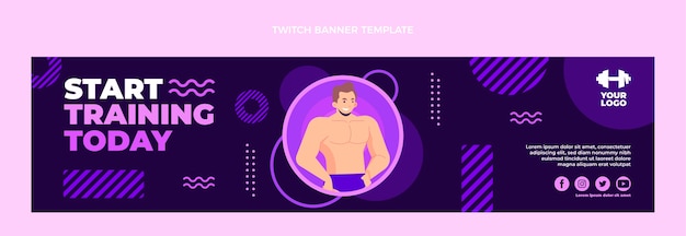 Gratis vector platte fitness twitch banner