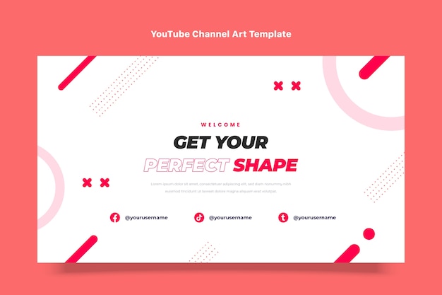 Gratis vector platte fitness youtube-kanaalafbeeldingen