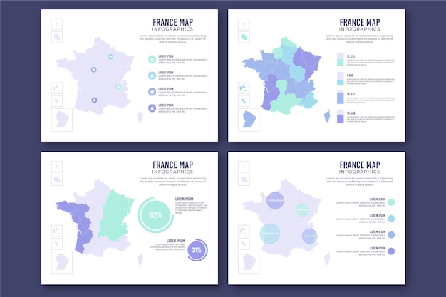 Platte Frankrijk kaart infographic