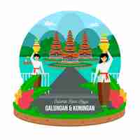 Gratis vector platte galungan illustratie