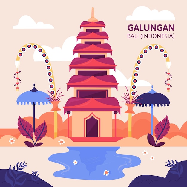 Gratis vector platte galungan illustratie