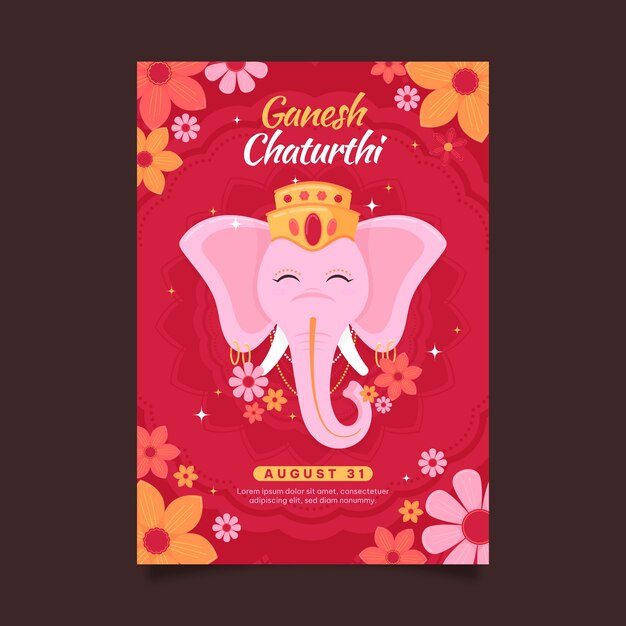 Platte ganesh chaturthi verticale postersjabloon