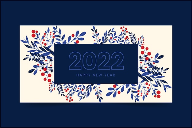 Platte gelukkig nieuwjaar 2022 horizontale banner
