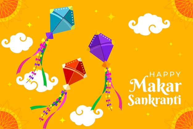 Platte gelukkige makar sankranti-achtergrond