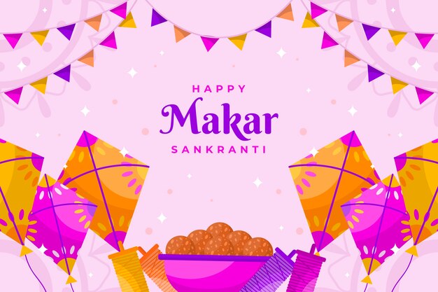 Platte gelukkige makar sankranti-achtergrond