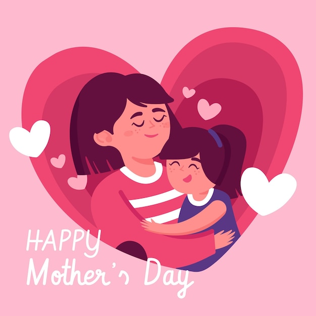 Platte gelukkige moederdag illustratie