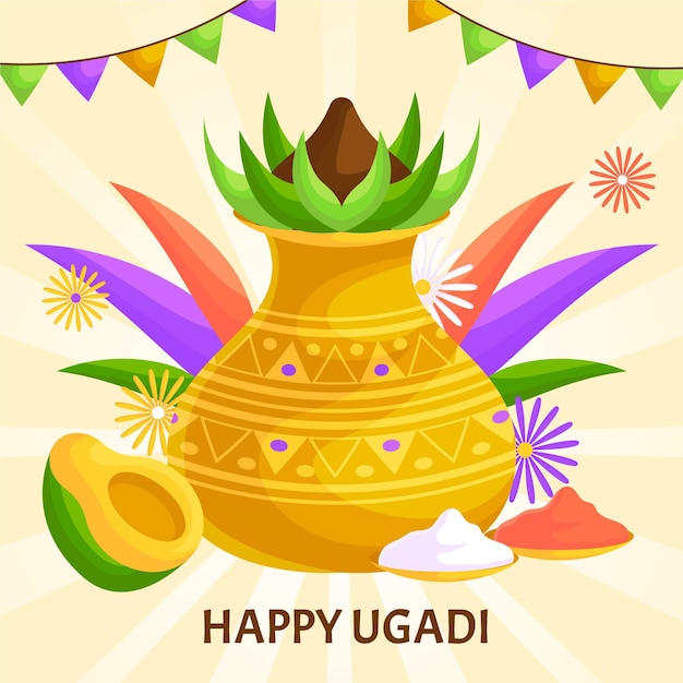 Platte gelukkige ugadi illustratie