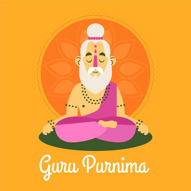 Gratis vector platte goeroe purnima illustratie